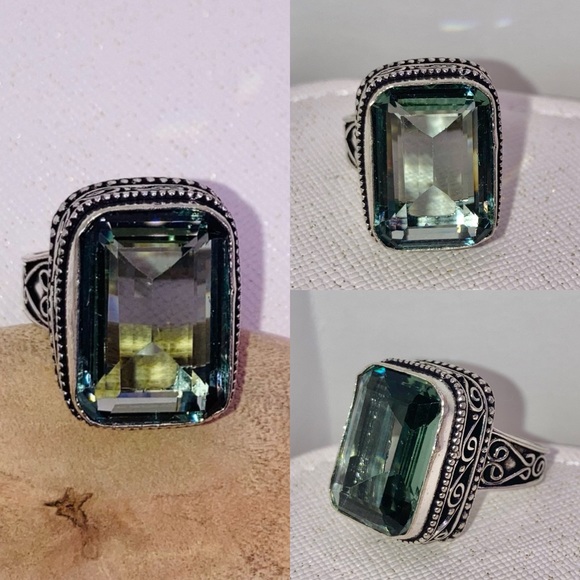 Elegant Green Amethyst Gemstone Handmade Ring - Picture 3 of 5